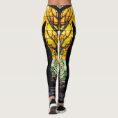 黒猫ステンドグラス黄色ヨガ レギンス (裏面)