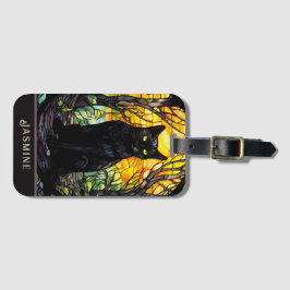 黒猫ステンドグラス黄色 ラゲッジタグ