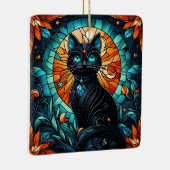 黒猫ステンドグラス セラミックオーナメント (右)