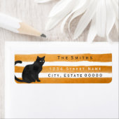 黒猫ストライプ住所 シール (インサイチュ)