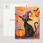 黒猫スパイダースカボチャこうもりハロウィンハローウィーンハガキ ポストカード (正面/裏面)