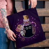 黒猫スピリットがボトルに閉じ込められ不気味た可愛い トートバッグ