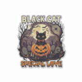 黒猫スペシャルラブハロウィンパンプキン満月 シール (正面)