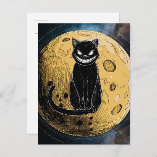 黒猫スマイルオンザムーン ポストカード (正面/裏面)