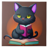 黒猫セラミックタイル タイル (正面)