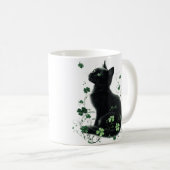 黒猫セントパトリックの日のマグカップ – Lucky Shamrock コーヒーマグカップ (正面右)