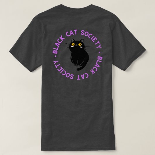 黒猫ソサエティ – パープル Tシャツ (デザイン裏面)