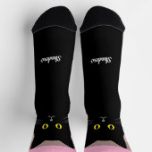 黒猫ソックス - 猫好きへのギフト 多色展開 ソックス (上部)