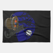 黒猫タオル不気味ハロウィーン猫ティータオル キッチンタオル (横)