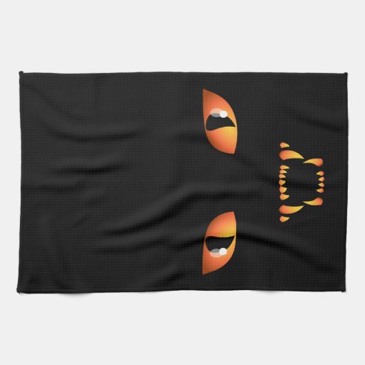 黒猫タオル不気味ハロウィーン猫ティータオル キッチンタオル (横)