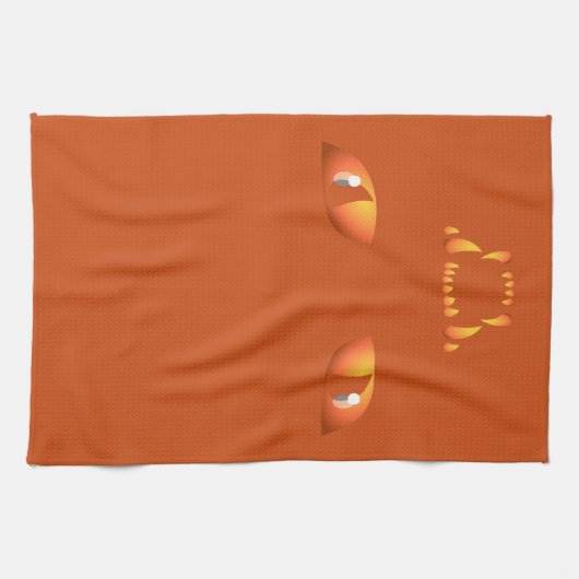 黒猫タオル不気味ハロウィーン猫ティータオル キッチンタオル (横)