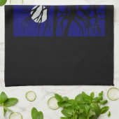 黒猫タオル不気味ハロウィーン猫ティータオル キッチンタオル (折り畳み)