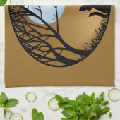 黒猫タオル黒猫アート茶タオル猫デコール キッチンタオル (折り畳み)