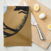 黒猫タオル黒猫アート茶タオル猫デコール キッチンタオル (四つ折り)