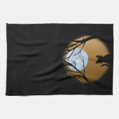 黒猫タオル黒猫アート茶タオル猫デコール キッチンタオル (横)