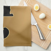 黒猫タオル黒猫アート茶タオル猫デコール キッチンタオル (四つ折り)