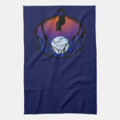 黒猫タオル黒猫アート茶タオル猫デコール キッチンタオル (縦)