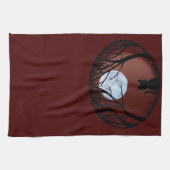 黒猫タオル黒猫アート茶タオル猫デコール キッチンタオル (横)