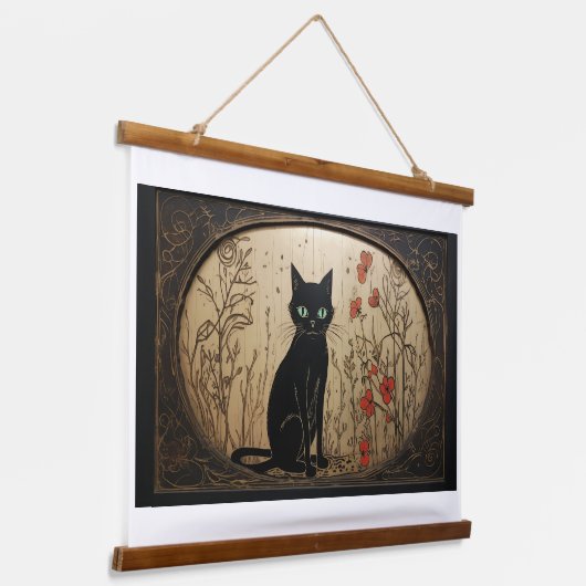 黒猫タペストリー 吊り下げ型タペストリー (傾斜あり)