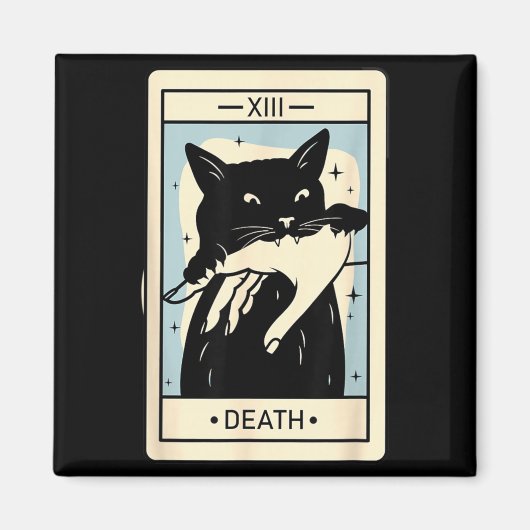 黒猫タロット 死神 ハロウィン 魔女 猫好き マグネット (正面)