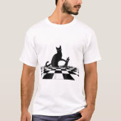 黒猫チェスチェックメイトアート Tシャツ (正面)