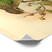 黒猫チーズキャットバードグリーンイエローヴィンテージプリント ポスター (角)