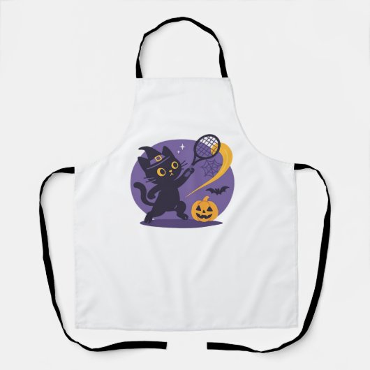 黒猫テニス必須Tシャツ エプロン (正面)