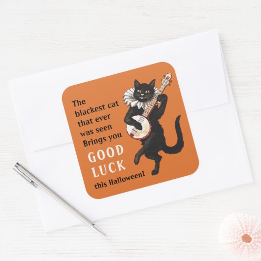 黒猫トラウバドール幸運ハロウィーンCC1163 スクエアシール (封筒)