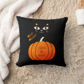 黒猫トリックまたはハロウィン不気味モダンの治療 クッション (ブランケット)
