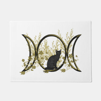 黒猫トリプルムーンシンボル ドアマット