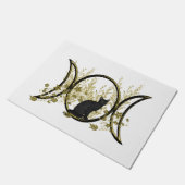 黒猫トリプルムーンシンボル ドアマット (アングル)