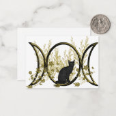 黒猫トリプルムーンシンボル ノートカード (正面/裏面インサイチュ)