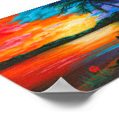 黒猫トロピカルパラダイスサンセットクリエイションアーツ ポスター (角)