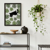 黒猫トロピカルリーフ植物愛好家 ポスター