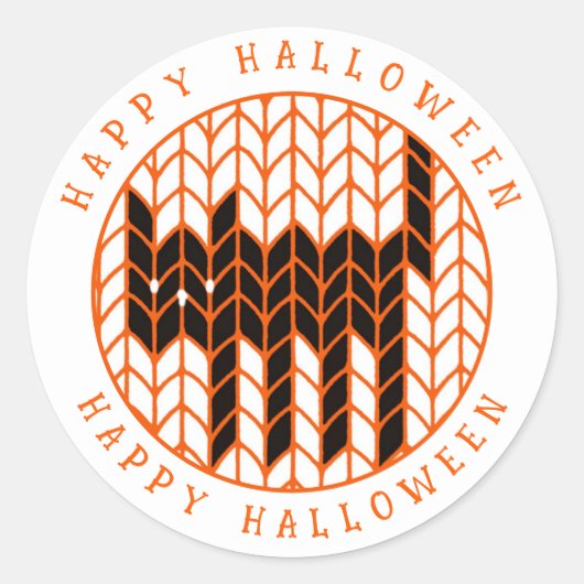 黒猫ニット 大きな丸い封筒シール ラウンドシール (正面)