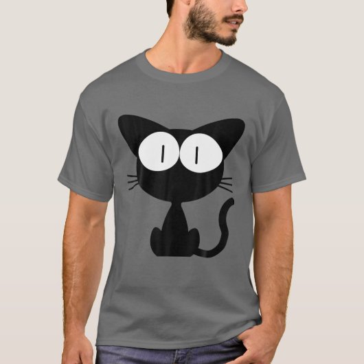 黒猫ネコちゃん漫画かわいい Tシャツ (正面)