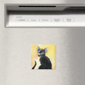 黒猫ネコとオレンジと黄色のマグネット マグネット (インサイチュ (食洗機))