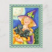 黒猫ネコと魔女ハッピーハローウィン シーズンポストカード (正面)