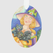 黒猫ネコと魔女ハロウィーンオーナメント楕円 オーナメント (裏面)