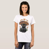 黒猫ネコ不気味猫好きハロウィーンTシャツ Tシャツ (正面フル)