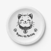 黒猫ネコ猫バースデーパーティー ペーパープレート (正面)