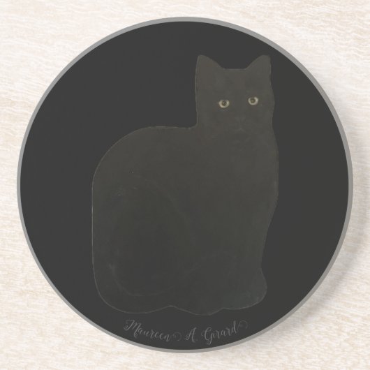 黒猫ネコ猫ペットおなじみ コースター (正面)