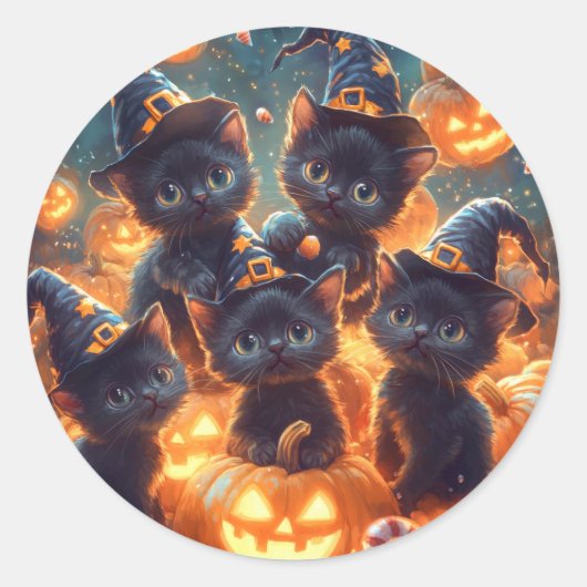 黒猫ネコ ラウンドシール (正面)