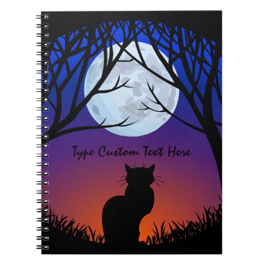 黒猫ノートパーソナライズされた猫アート手帳 ノートブック (正面)