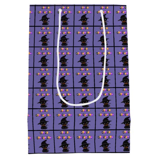 黒猫ハッピーハローウィンバルーン ミディアムペーパーバッグ (裏面)