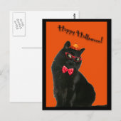 黒猫ハッピーハローウィン葉書 ポストカード (正面/裏面)