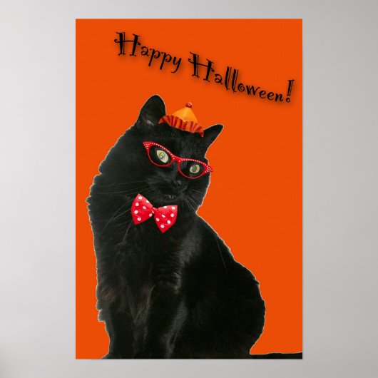 黒猫ハッピーハローウィン20 x 30ポスター ポスター (正面)
