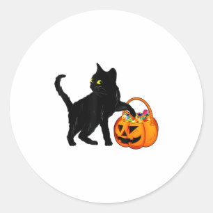 黒猫ハロウィンお菓子パンプキンバッグ スイートキャンディー ラウンドシール