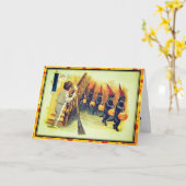 黒猫ハロウィンすてきヴィンテージカード カード (黄色い花)