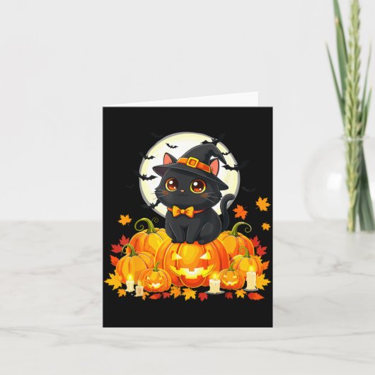 黒猫ハロウィンカボチャ猫 カード (正面)
